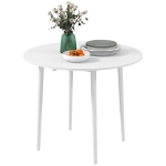 HOMCOM Folding Dining Table, Round Drop Leaf Kitchen Table for Small Spaces with Wood Legs, Distressed White