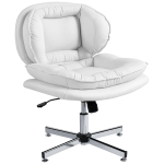 HOMCOM Armless Office Chair, Armless Wide Office Chair with Leathaire Upholstery, Tilting, No Wheels, White