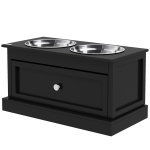 PawHut Elevated Dog Bowls with Storage Drawer, Raised Dog Bowl Stand Pet Food Bowl Dog Feeding Station, Black