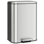 HOMCOM 50L/13.2 Gallon Garbage Can, Stainless Steel Trash Can with Removable PP Inner Bucket, Soft-Close Lid, Silver