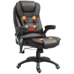 HOMCOM Office Chair Heated Ergonomic Massage Swivel Vibrating High Back Faux Leather Executive Chair Office (Brown)