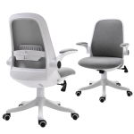 Vinsetto 360° Swivel Office Chair Task Chair, Breathable Fabric Computer Chair with Flip-up Arms and Adjustable Height, Grey