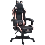 HOMCOM Cute Racing Gamer Chair, Faux Leather Gaming Chair with Footrest, Headrest and Lumbar Support, Black