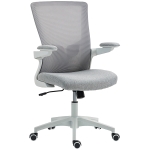 HOMCOM Ergonomic Office Chair, Swivel Desk Chair with Adjustable Lumbar Support and Height, Flip-up Armrests, Wheels, Grey