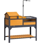 PawHut Tortoise Enclosure Tortoise House w/ Adjustable Lamp Holder, Storage Shelf, Removable Main House, Openable Lid, Yellow