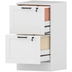 HOMCOM 2 Drawer Filing Cabinet with Lock, Office Storage Cabinet with Adjustable Hanging Bars for A4 Letter Size Files, White