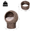 PawHut Elevated Natural Cat Bed Basket - Dark Gray Wicker House Sofa For Cats