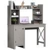 HOMCOM Home Office Desk with Hutch and Storage Cabinet and 6 Shelves ...
