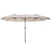 Outsunny 15ft Patio Umbrella Double-Sided Outdoor Market Extra Large Umbrella with Crank Handle for Deck, Lawn, Backyard and Pool, Cream White