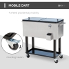 Outsunny 80 QT Rolling Cooler Cart - Wheeled Ice Chest With Bottle Opener For Outdoor Parties