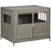 Picture of PawHut Rattan Dog Crate with Double Doors, Wicker Dog Cage with Large ...