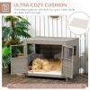 PawHut Rattan Dog Crate with Double Doors, Wicker Dog Cage with Large ...