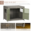 View of PawHut Rattan Dog Crate with Double Doors, Wicker Dog Cage with Large ...