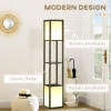 HOMCOM Modern Shelf Floor Lamps with 2 Light, Fabric Shade, for Living ...
