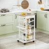 HOMCOM Rolling Kitchen Cart, Utility Storage Cart with 4 Baskets, Drawer, Side Racks, Wheels for Dining Room, Natural and White