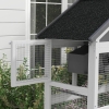 View of PawHut Wooden Bird Aviary with Slide-Out Tray, Birdhouse, Ladder ...