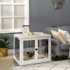 PawHut 26" Wooden Dog Cage with Double Door Entrance & Simple Modern Design, White