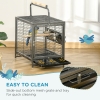 Mcage Heavy Duty Wrought Iron Travel Bird Cage Carrier – 22" With Handle & Perch – Black