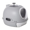PawHut Cat Litter Box Toilet with Lid, Covered Litter Box with Scoop, Enclosed Drawer, and Skylight, Gray