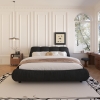 King Size Upholstered Bed with Oversized Padded Backrest, Solid Wood Frame, Adjustable Mattress Heights, 96.5" L x 86" W x 43.5" H, Black