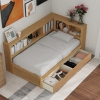 Vinsetto Twin Size Daybed with 2 Storage Drawers, Storage Cabinets, USB Ports, Solid Wood and MDF, 86" L x 51" W x 37.5" H, Wood