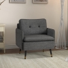 HOMCOM Accent Chair, Upholstered Armchair with Tufted Back Cushion and Steel Legs for Living Room, Bedroom, Dark Grey