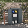 Outsunny Outdoor Garden Shed, Wooden Tool Storage Shed, 3-Tier Shelves, Asphalt Roof, Shutter Doors, 34.3" x 18.3" x 63", Grey