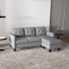 HOMCOM L-shaped Sofa, 3 Seater Couch with Ottoman, Corner Sofa with Thick Padded Cushion and Wood Legs, Light Grey
