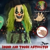 HOMCOM 6 Life Size Halloween Hanging Pumpkin Ghost Decoration, Light-up Eyes And Creepy Talking, Sound Activated Prop For Indoor Or Covered Outdoor Porch, Battery Operated