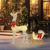 Outsunny Outdoor Lighted Deer Xmas Decor, Light Up Reindeer Christmas Decoration w/ 170 LED Lights for Holiday, Garden, White