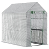 Outsunny 47.25" x 73.25" x 74.25" Walk-in Greenhouse, Outdoor Portable Green House with 4 Shelves, Plant Flower Growing Warm House with Roll-up Door, White