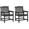 Outsunny 2 Piece All-Weather Patio Chairs, HDPE Patio Dining Chair Set, Heavy Duty Wood-Like Outdoor Furniture, Black