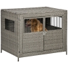 Picture of PawHut Rattan Dog Crate with Double Doors, Wicker Dog Cage with Soft ...
