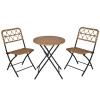 Outsunny 3PC Rattan Wicker Bistro Set w/ Folding Design, Hand Woven Rattan Table and Chairs for Outdoor, Natural