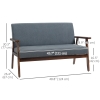 HOMCOM Compact Linen Loveseat Sofa: Double Seat with Rubber Wood Frame, Blue