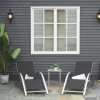 Outsunny 3 Pieces Patio Pool Lounge Chairs Set, Outdoor Chaise lounge with 2 S-Shaped Sunbathing Chairs and a Glass Top Table, for Yard Garden, Black