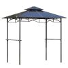 Outsunny 8' x 5' Barbecue Grill Gazebo Tent, Outdoor BBQ Canopy with Side Shelves, and Double Layer PC Roof, Brown