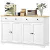 HOMCOM Modern Sideboard, Buffet Cabinet with Storage Drawers, Adjustable Shelves for Living Room, Dining Room, Entryway, White