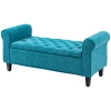 50 Inches Storage Ottoman, Upholstered Bedroom Bench with Rolled Arms and Button Tufted Storage, Teal main image 0