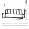 Outsunny 50-Inch 2-Person Porch Swing Chair - Outdoor Hanging Bench With Chains, Weather-Resistant Steel, Holds 528 Lbs (Black)