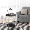 HOMCOM 18" Modern Round Coffee Table with Storage, Metal Zig Zag Frame, Accent Cocktail Table for Living Room, Bedroom, Black and Gold