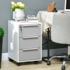 HOMCOM 3 Drawer File Cabinet with Wheels, Vertical Filing Cabinet with Lock, Grey