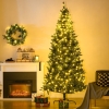 HOMCOM 7.5 Feet Prelit Artificial Christmas Tree Warm White LED Light Holiday Home Xmas Decoration, Green