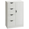 HOMCOM Freestanding Storage Cabinet, Bathroom Floor Cabinet with 4 Drawers and Door, White Wood Grain
