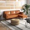 HOMCOM Faux Leather Sectional Sofa Couch L-Shaped Corner Sofa Set with Footstool and 2 Bolster Pillows, Brown