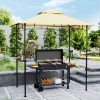 Outsunny 8' x 5' Outdoor Grill Gazebo, Double Tiered Barbecue Grill Gazebo Shelter with 2 Side Shelves, Hooks, Beige