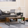 HOMCOM Wood Lift Top Coffee Table with Hidden Storage Compartment, Side Drawer with Metal Frame Design, Lift Tabletop Dining Table for Home, Living Room, Office
