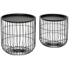 HOMCOM Coffee Table Set, Nest of Coffee Tables with Steel Wired Basket Body and Removable Top for Living Room, Black