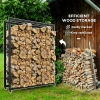 Outsunny Outdoor Firewood Rack with Wheels Heavy Duty Steel Wood Log ...