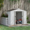 Outsunny 7'x 4'x 6' Garden Tool Shed Metal Storage Shed w/ Foundation Kit and Double Doors Silver